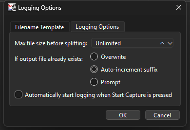 Logging Options: other options