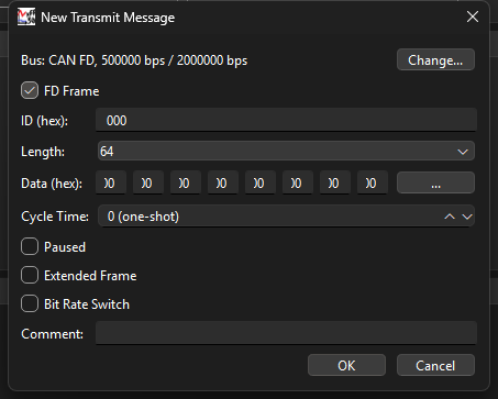 New Transmit Message, FD mode